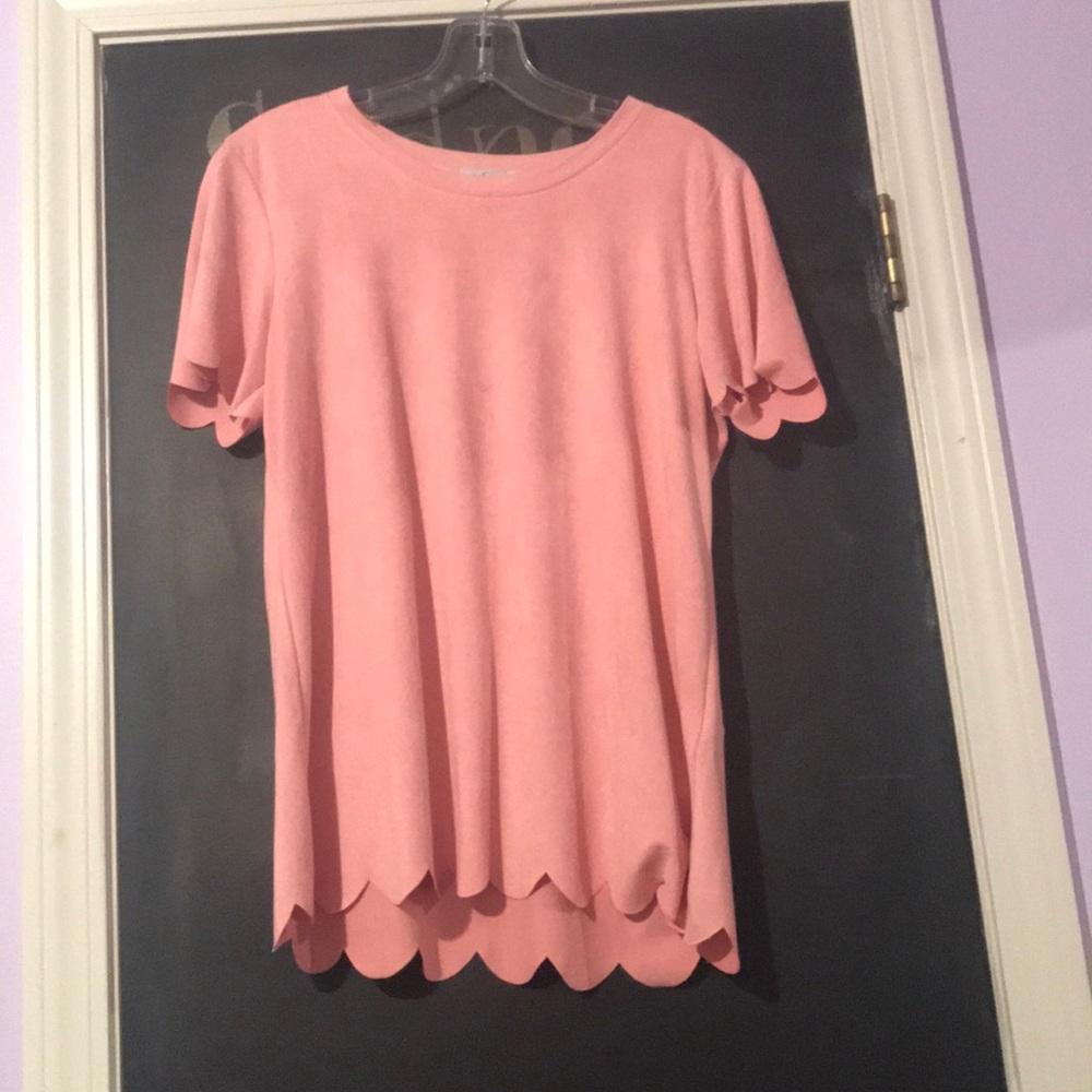Scalloped Suede Top